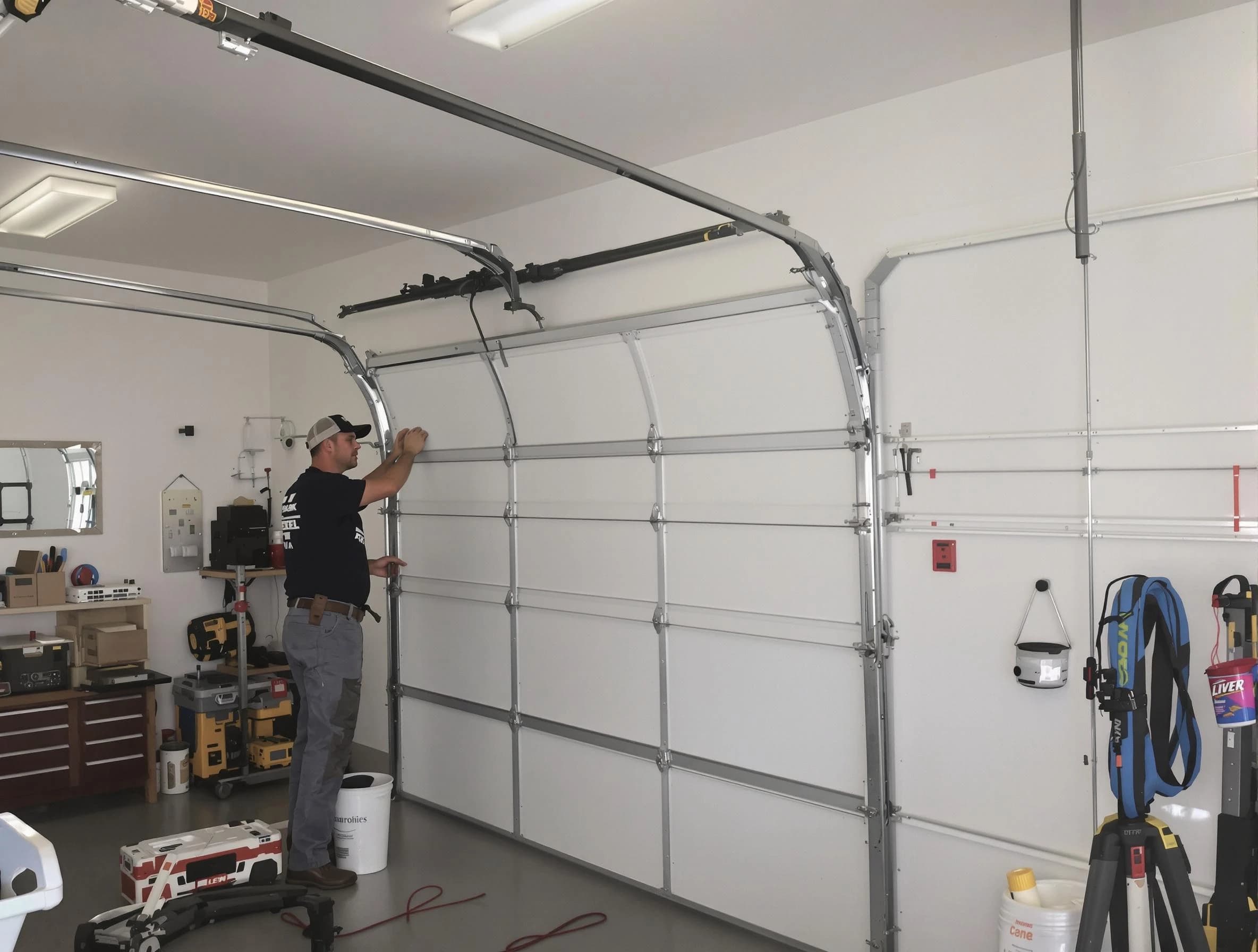 Chickasha Garage Door Repair team installing new garage door in Chickasha