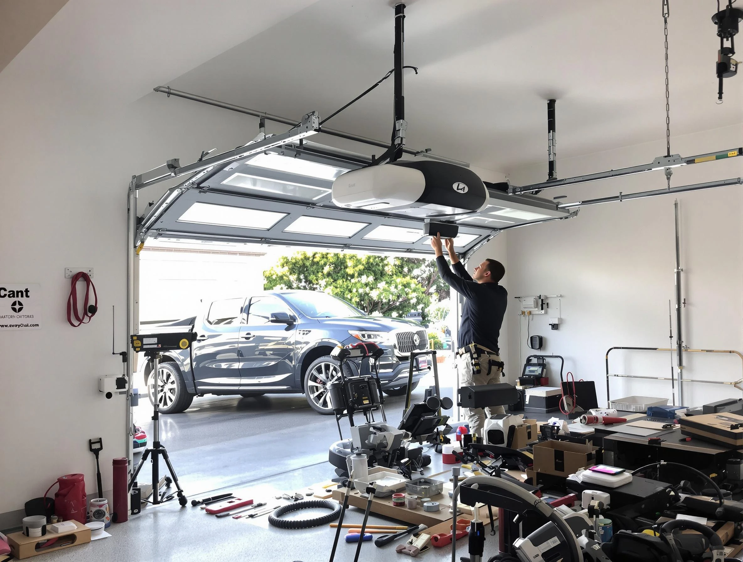 Chickasha Garage Door Repair specialist installing smart garage door opener system in Chickasha home