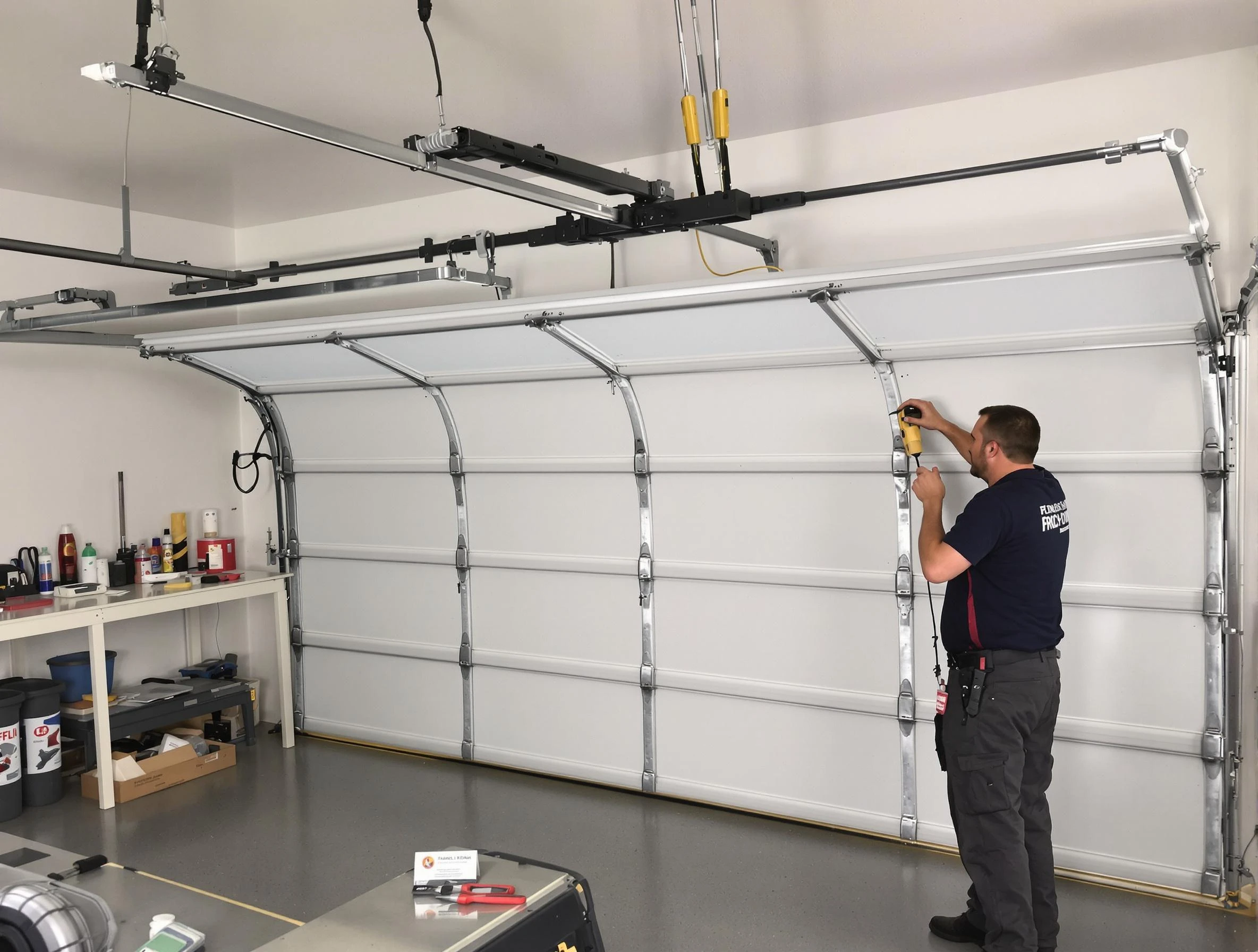 Chickasha Garage Door Repair certified technician performing overhead door system repair in Chickasha