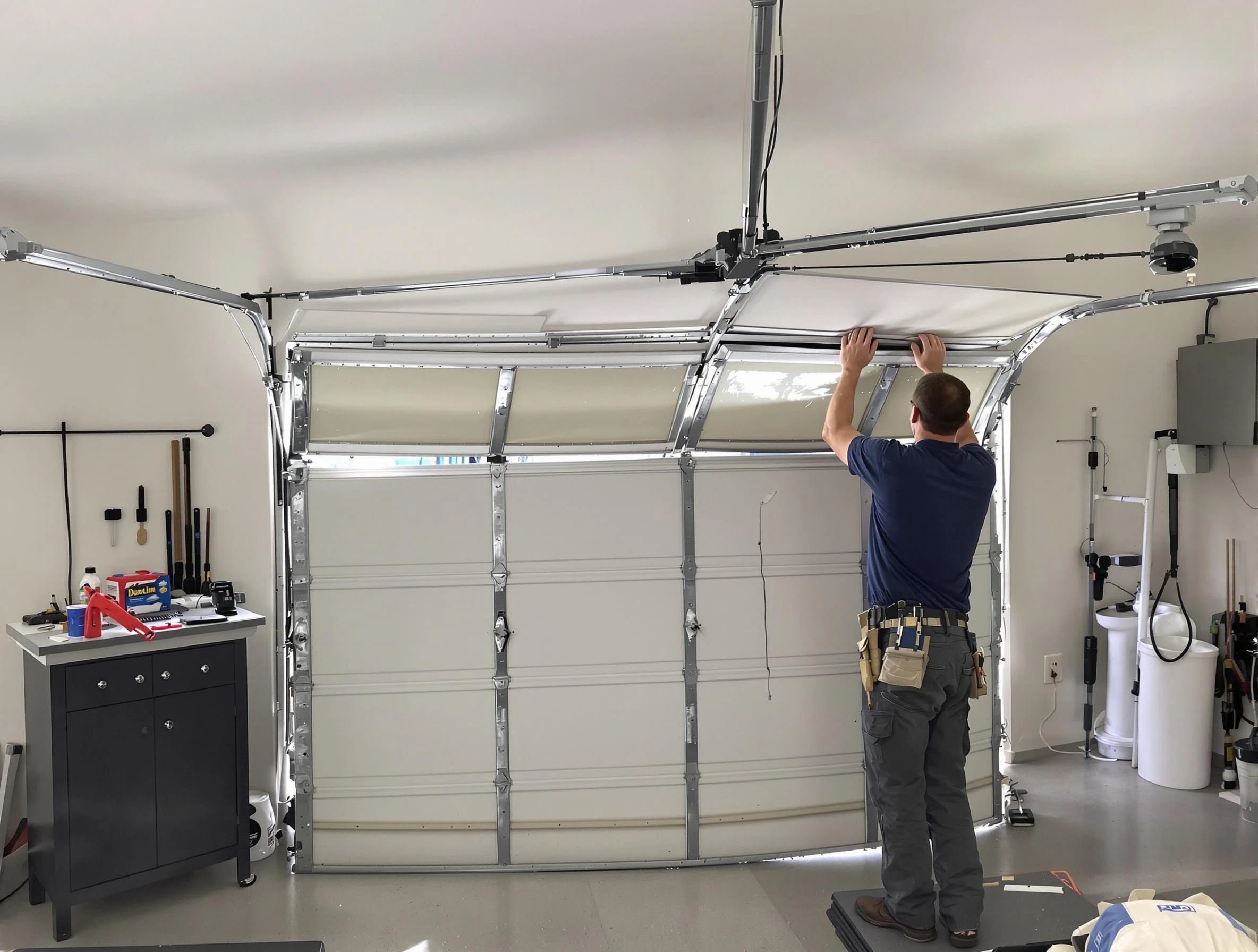 Chickasha Garage Door Repair specialist performing precise section replacement on Chickasha garage door